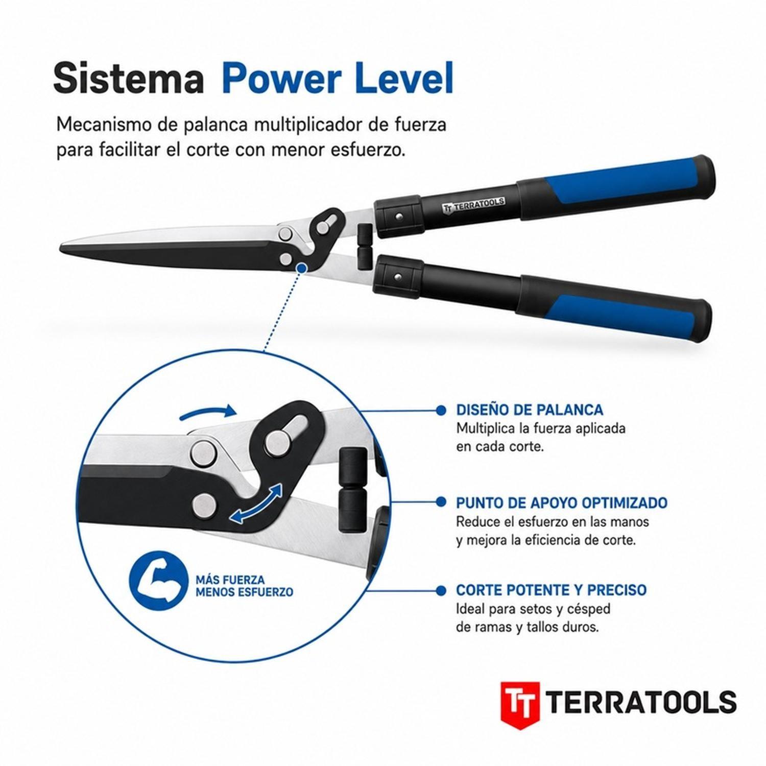 Tijera Cortasetos y Pasto TerraTools LEVEL PRO-3