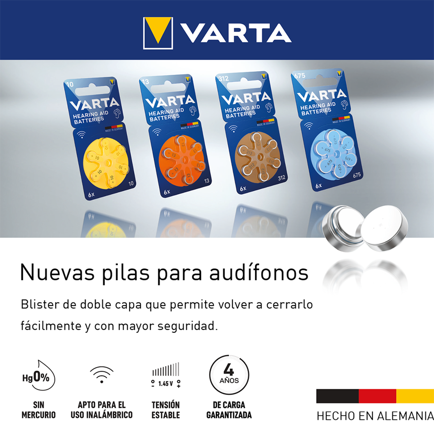 Pack 60 Pilas Varta Audífono Tamaño 10-5
