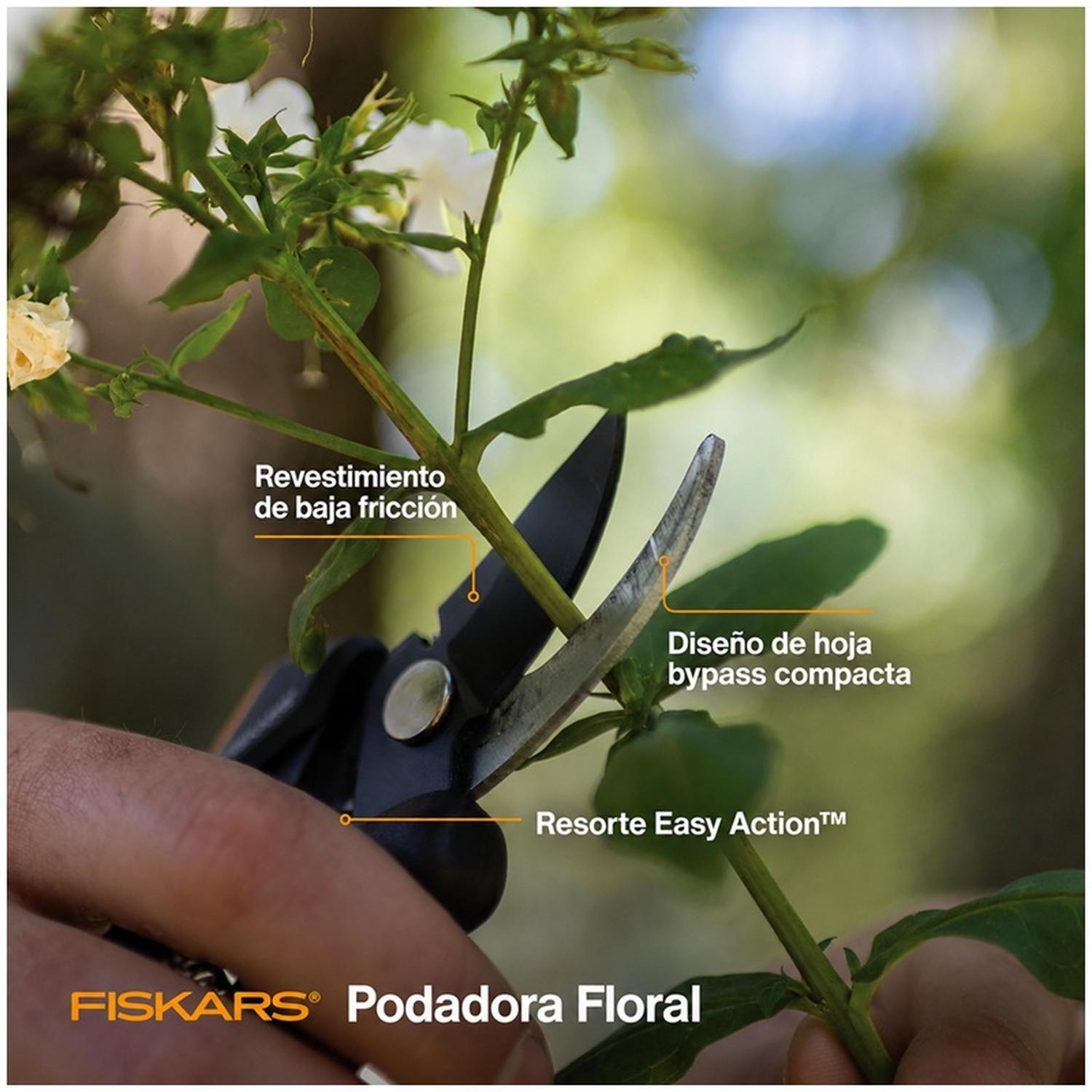 Tijera De Podar Flores Fiskars Con Pelador De Tallos-2