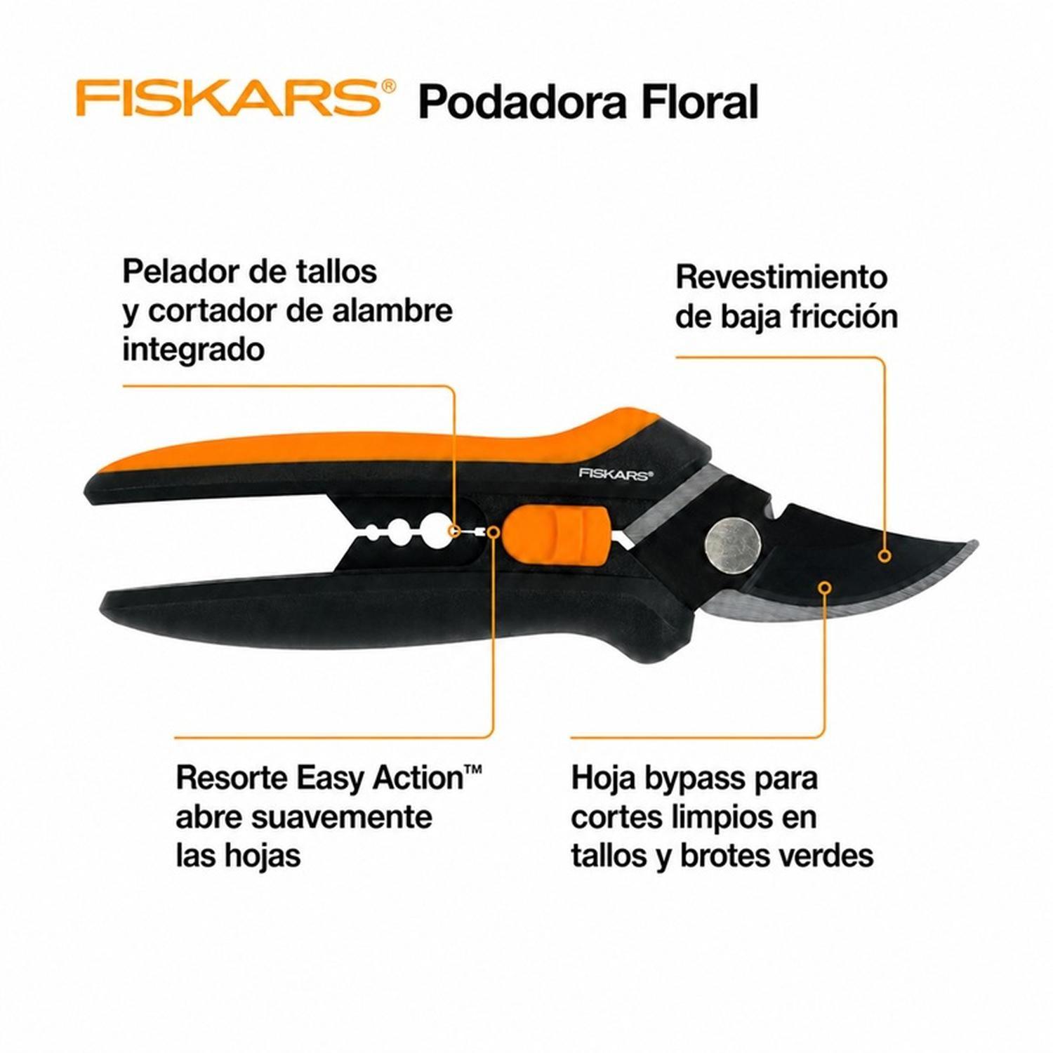 Tijera De Podar Flores Fiskars Con Pelador De Tallos-8