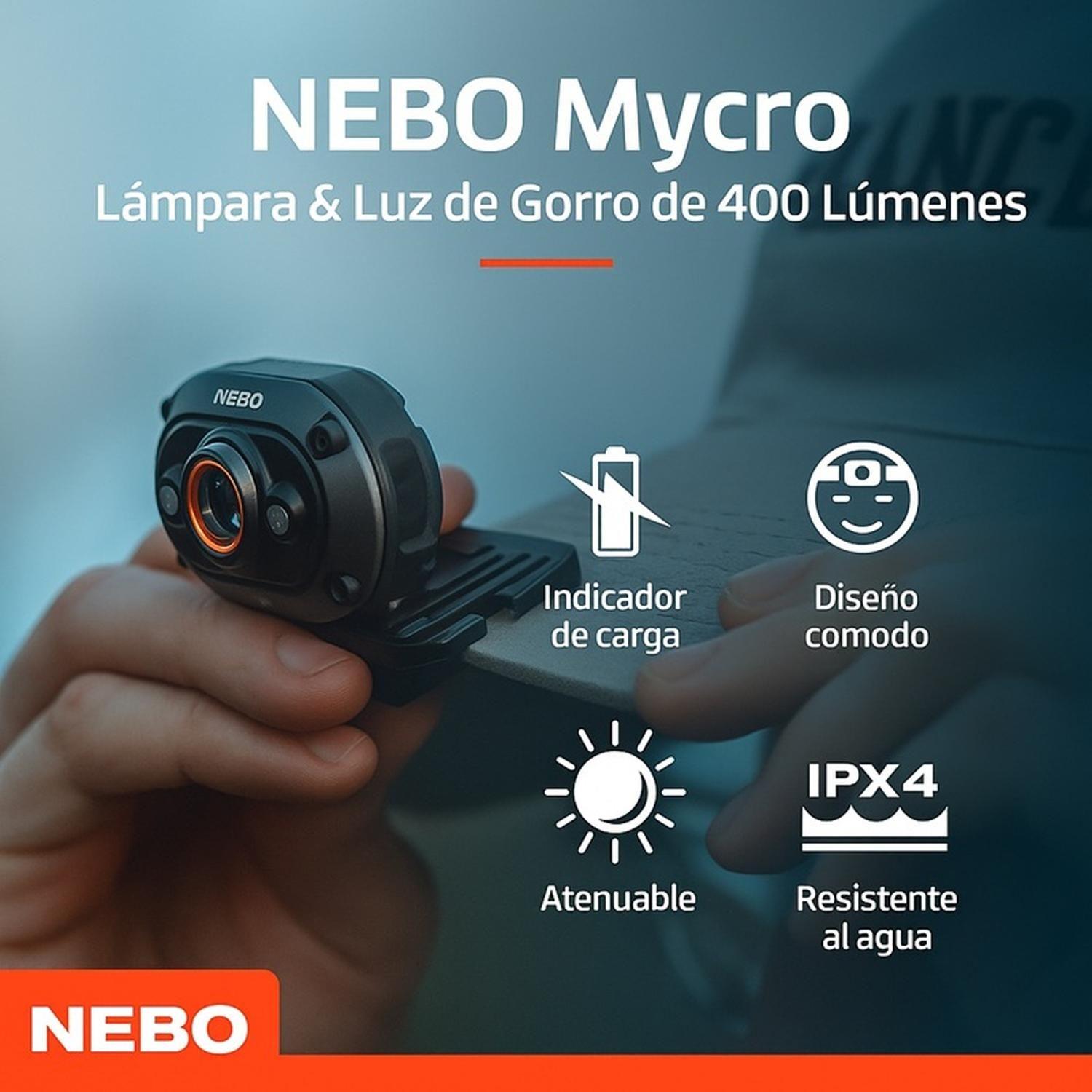Linterna Frontal Recargable NEBO Mycro 400 Lúmenes-2