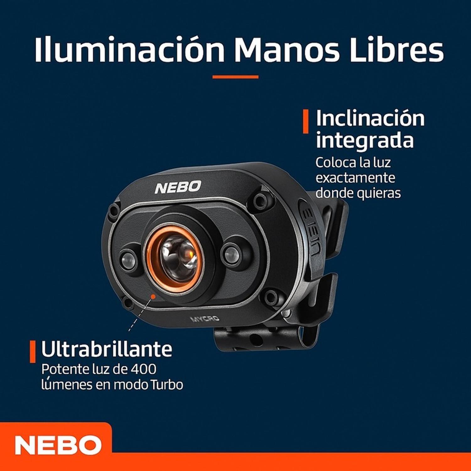 Linterna Frontal Recargable NEBO Mycro 400 Lúmenes-4