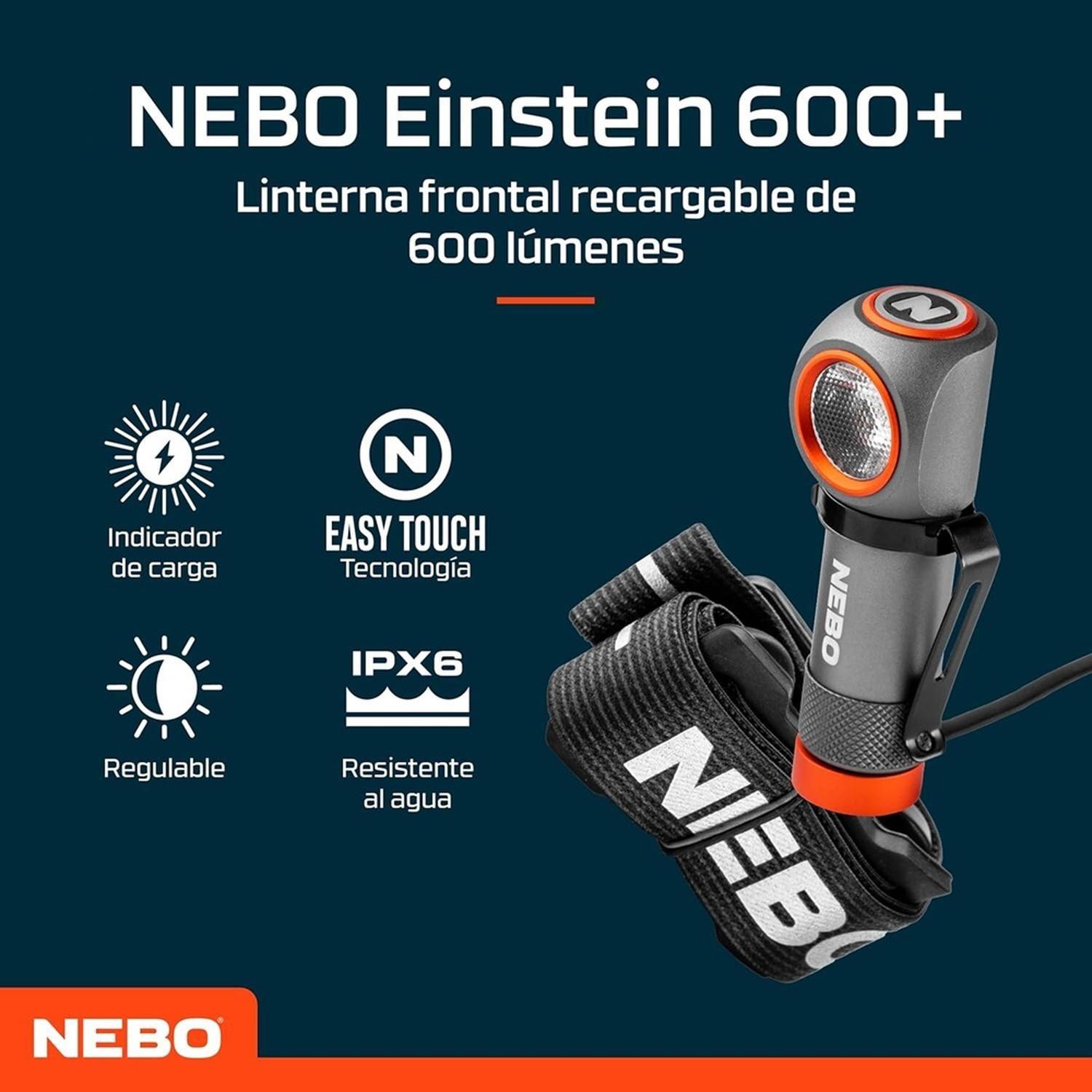 Linterna Frontal Recargable NEBO Einstein 600+ Lúmenes-3