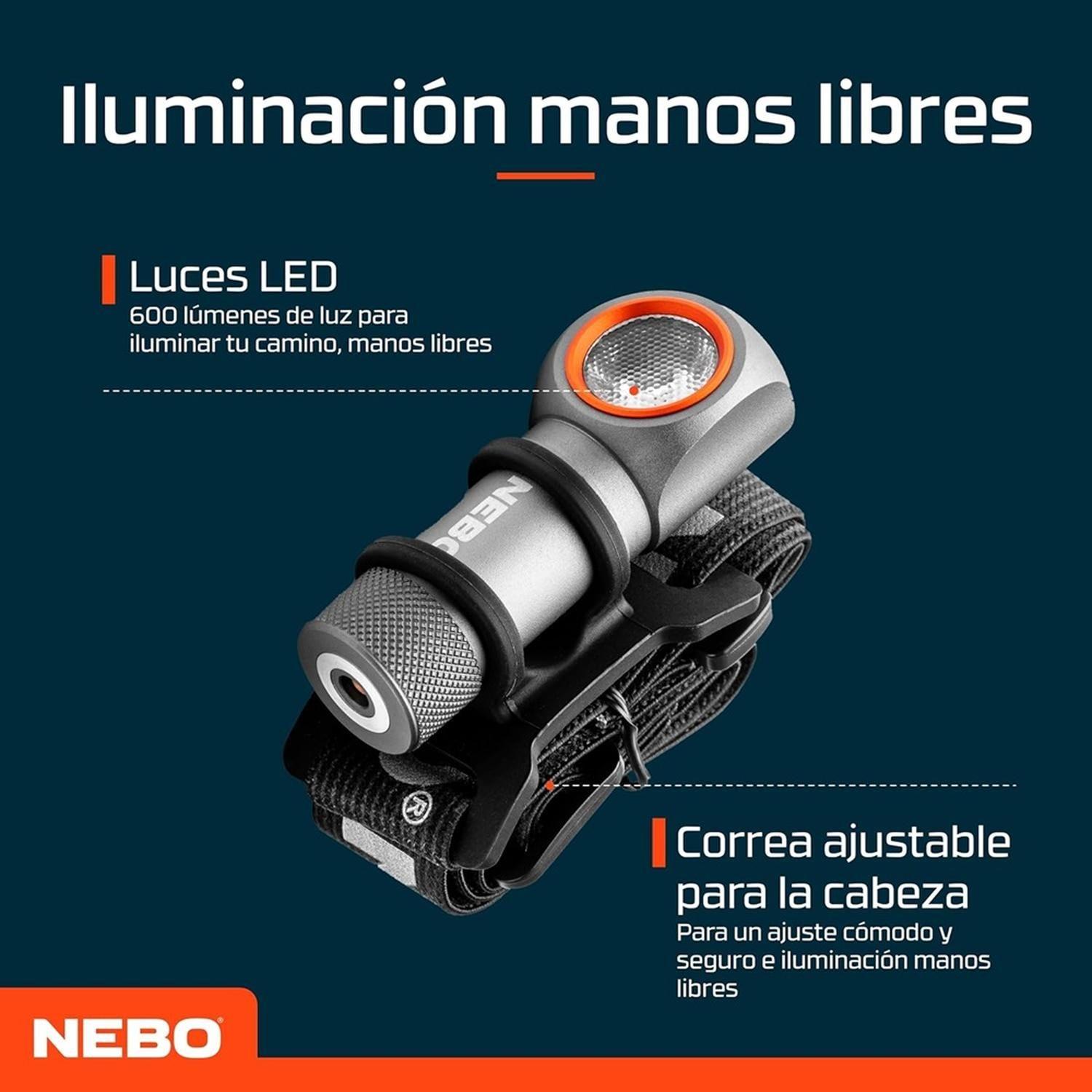 Linterna Frontal Recargable NEBO Einstein 600+ Lúmenes-4