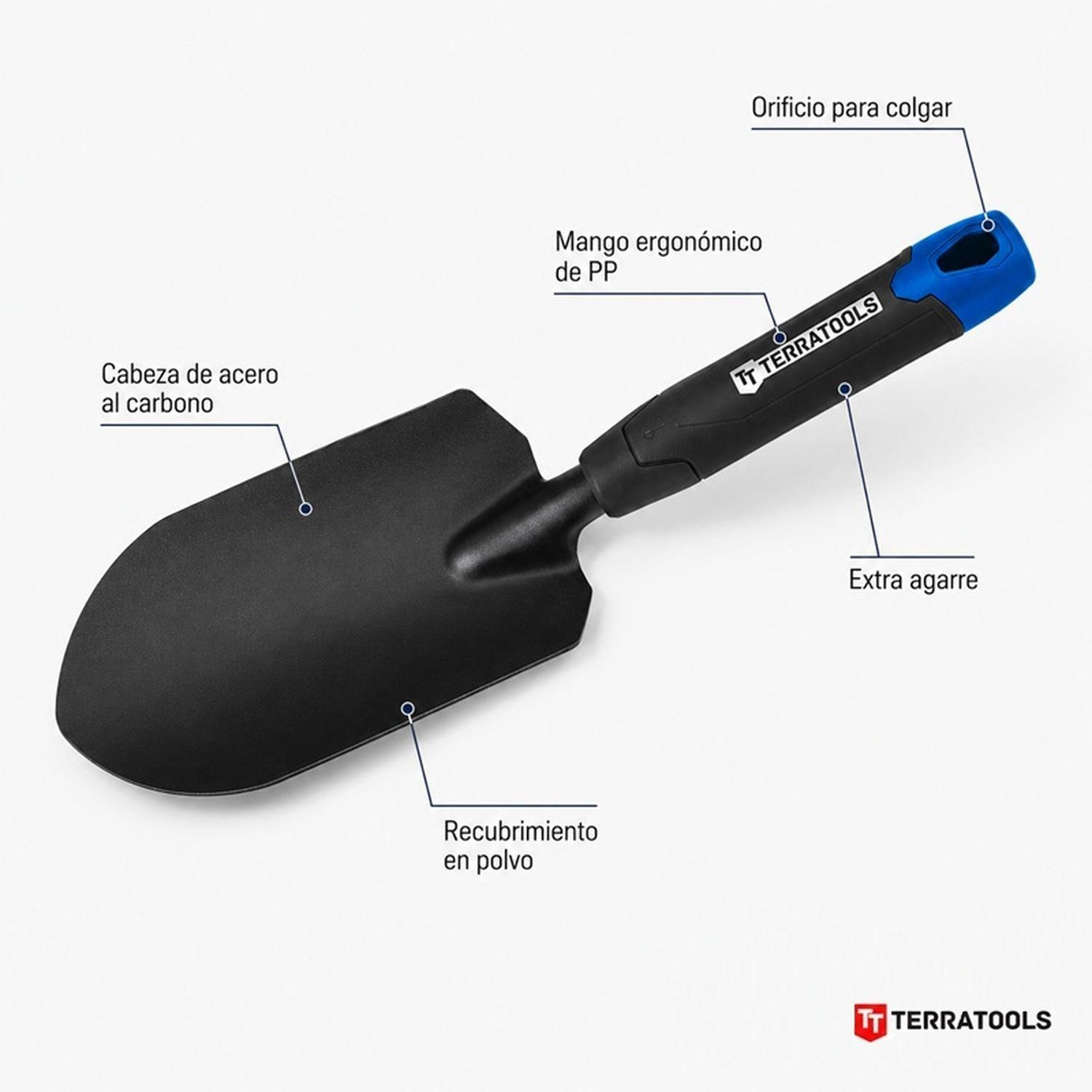 Pala de Mano para Jardín Acero Mango Ergonómico TerraTools-4