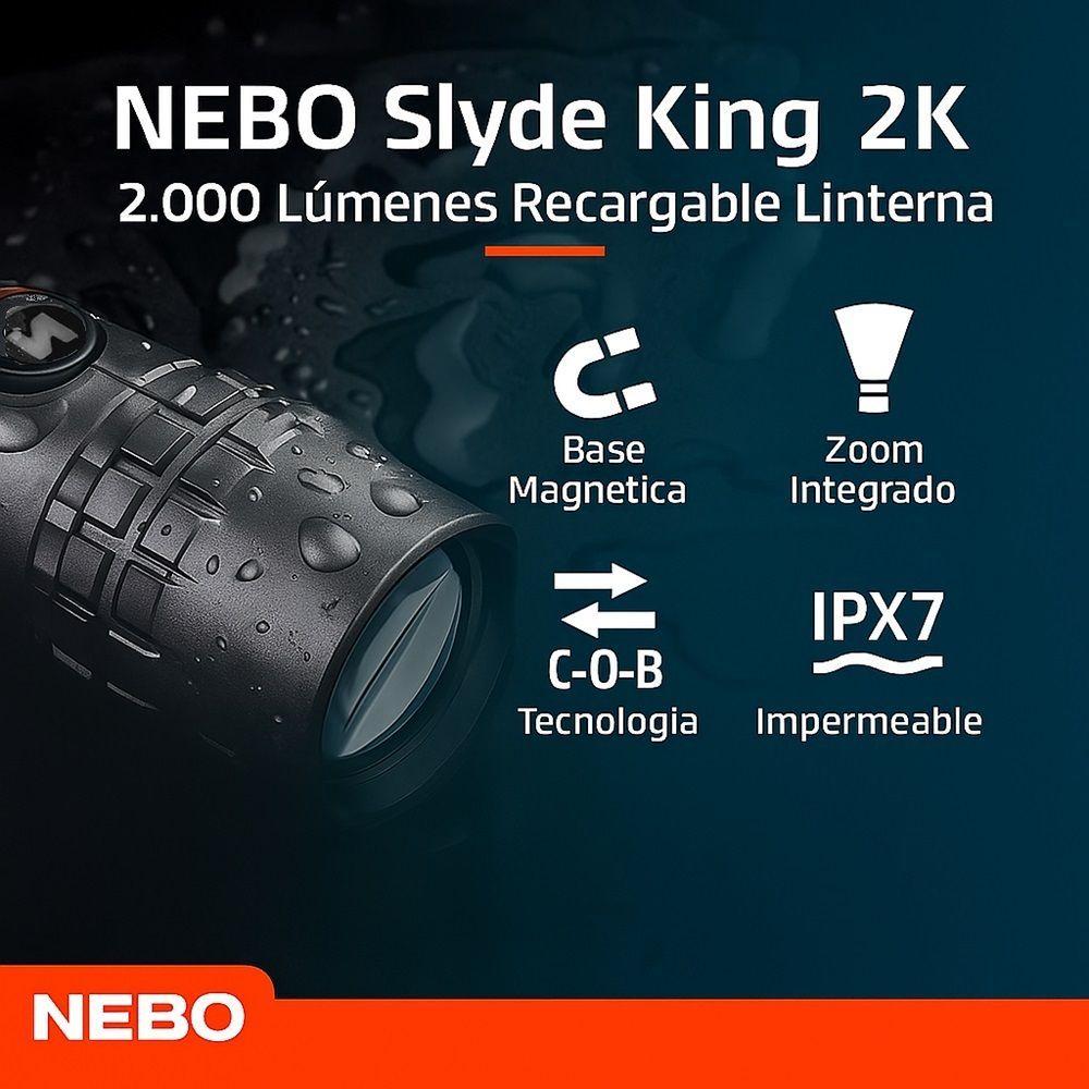 Linterna de mano Recargable NEBO Slyde King 2K 2000 Lúmenes-3