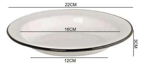 Plato Enlozado Hondo 22cm Vintaje Antiguo Restaurant Blanco Esmaltado-1