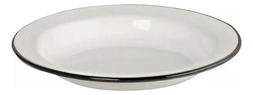 Plato Enlozado Hondo 22cm Vintaje Antiguo Restaurant Blanco Esmaltado-2