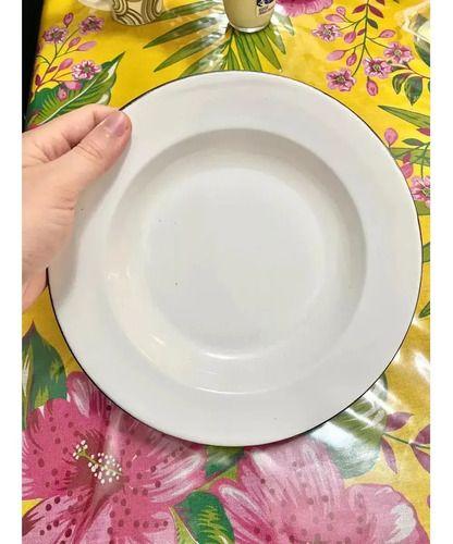 Plato Enlozado Hondo 22cm Vintaje Antiguo Restaurant Blanco Esmaltado-3