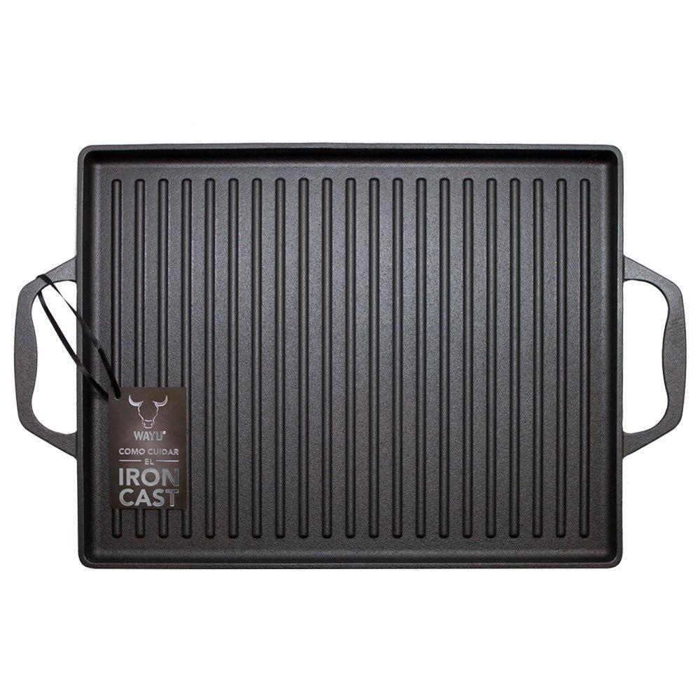 Plancha Churrasquera Con Azas Wayu Hierro 44x28 Parrilla Negro-0