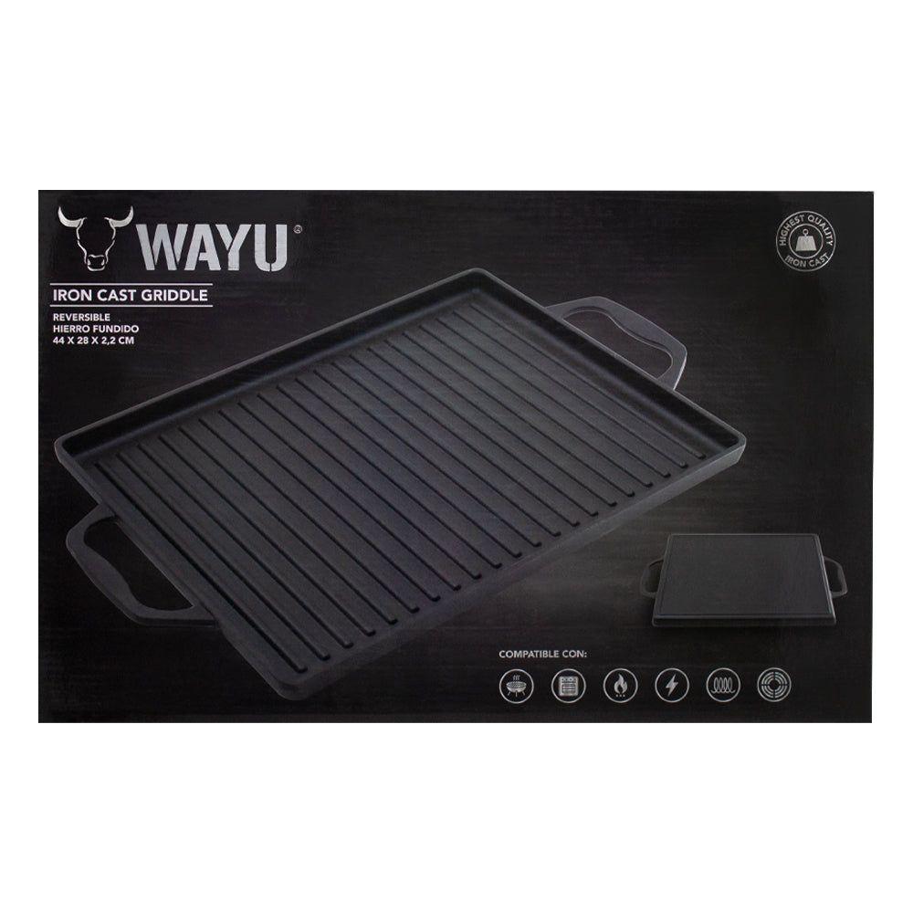 Plancha Churrasquera Con Azas Wayu Hierro 44x28 Parrilla Negro-3