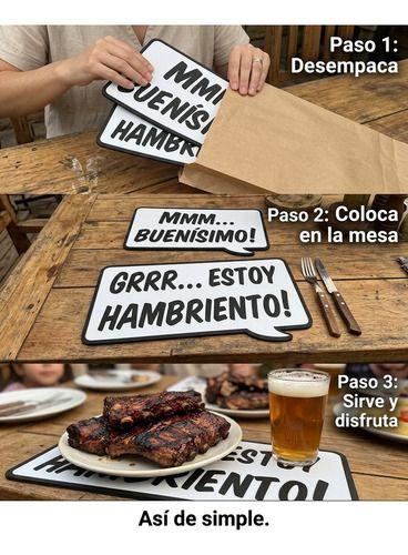 Set 2 Individuales Plasticos 40x29cm Cocina Quincho Bbq Negro Liso-2