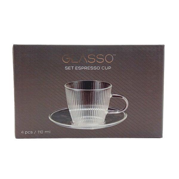 Set Desayuno 8 Piezas Porcelana Transparente Glasso Línea Espresso Vidrio-1