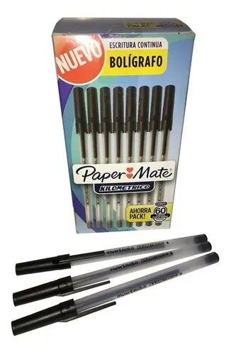 Boligrafo Paper Mate Kilometrico Negro Caja X 60 Unidades Negro Transparente-2