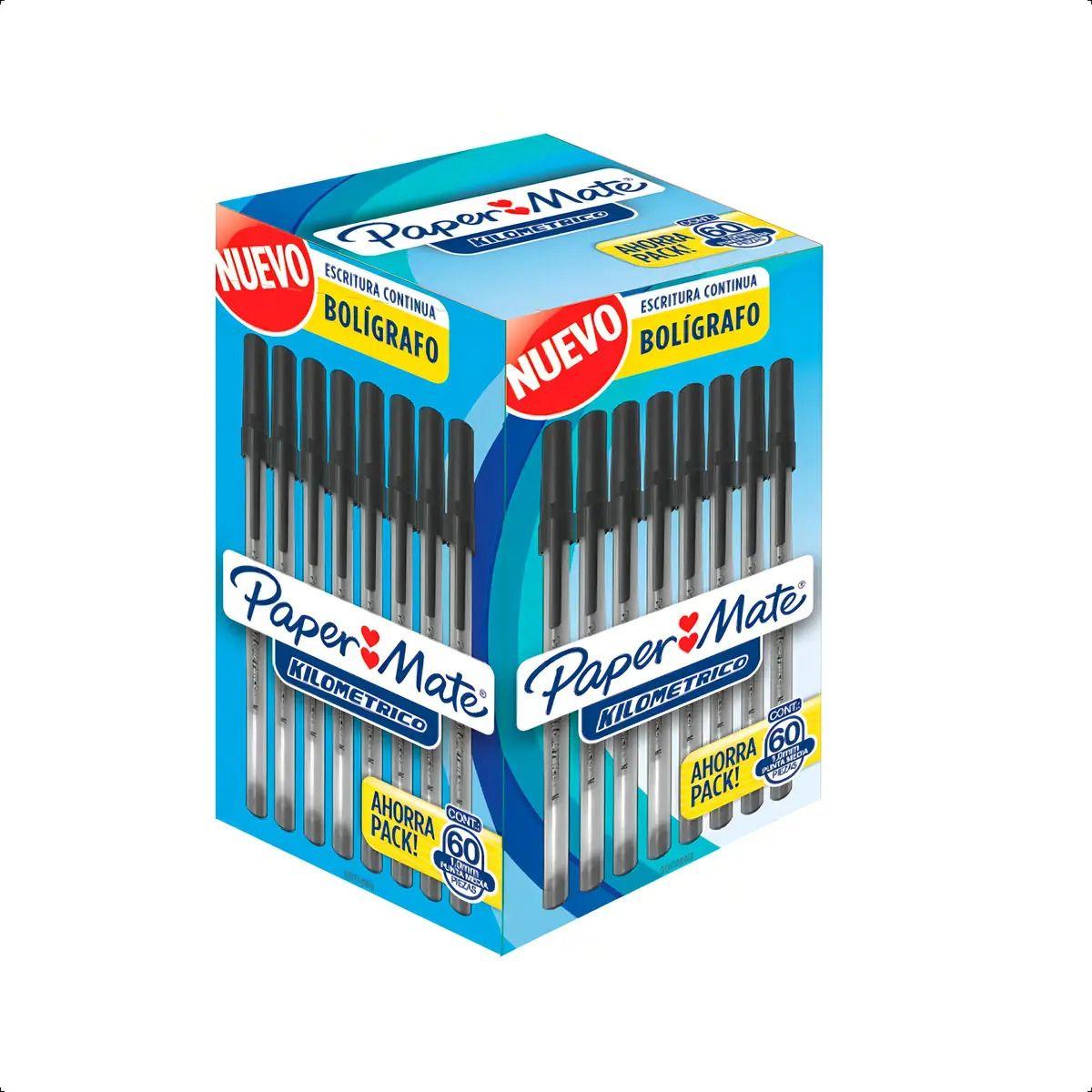 Boligrafo Paper Mate Kilometrico Negro Caja X 60 Unidades Negro Transparente-0