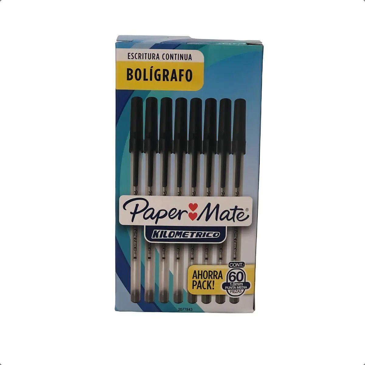 Boligrafo Paper Mate Kilometrico Negro Caja X 60 Unidades Negro Transparente-3