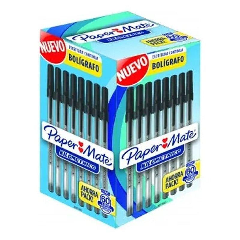 Boligrafo Paper Mate Kilometrico Negro Caja X 60 Unidades Negro Transparente-5