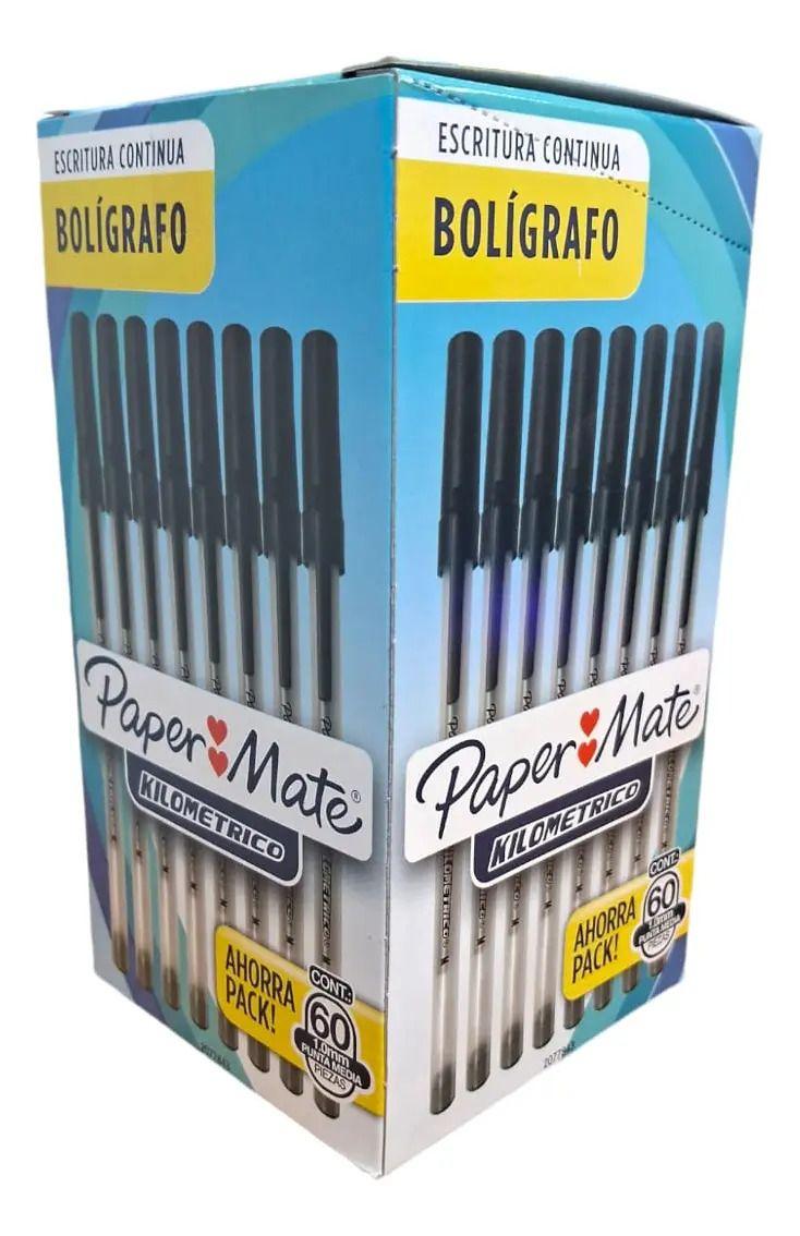Boligrafo Paper Mate Kilometrico Negro Caja X 60 Unidades Negro Transparente-7