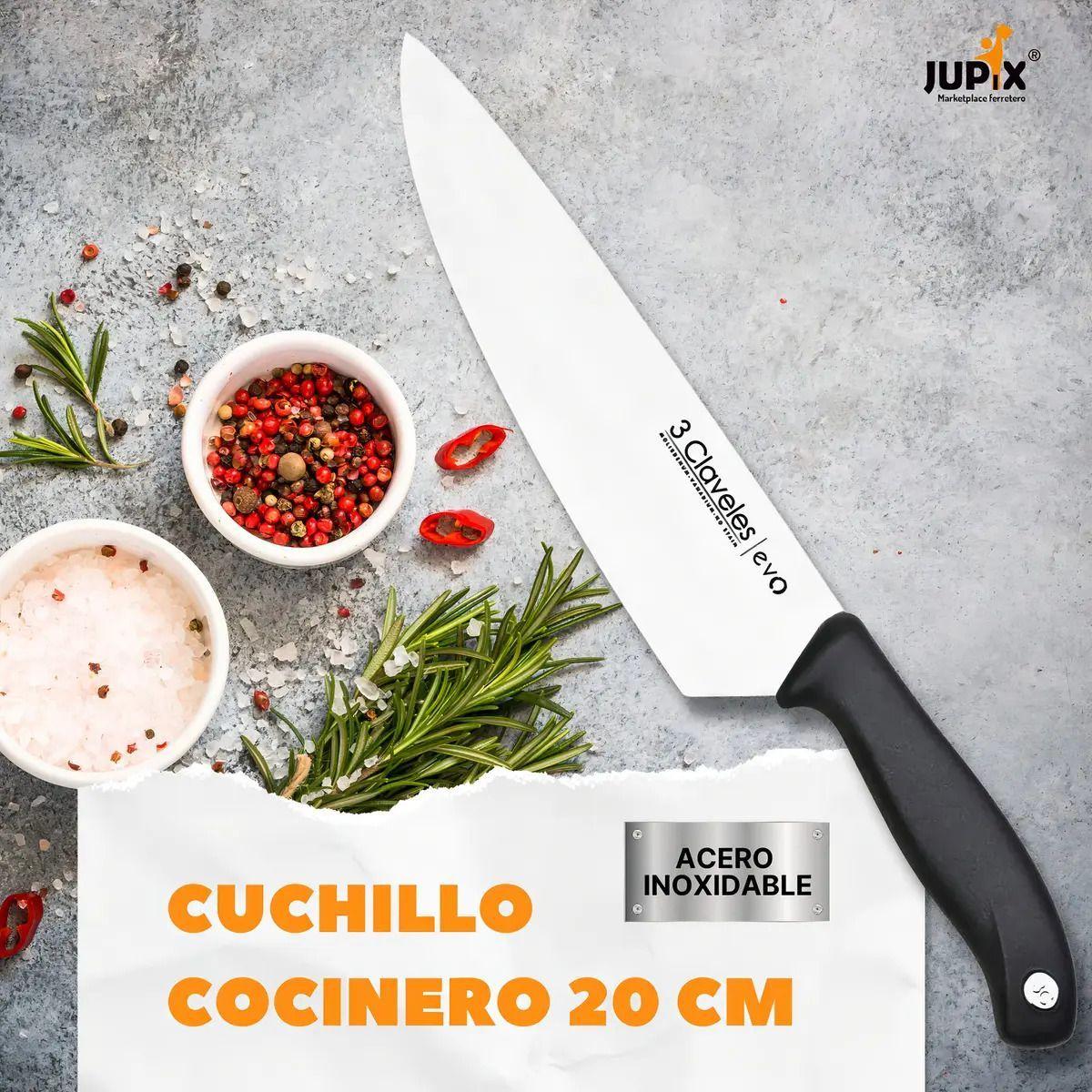 Cuchillo Tres Claveles Cocinero Evo 20 Cms 1357 Color Negro-2