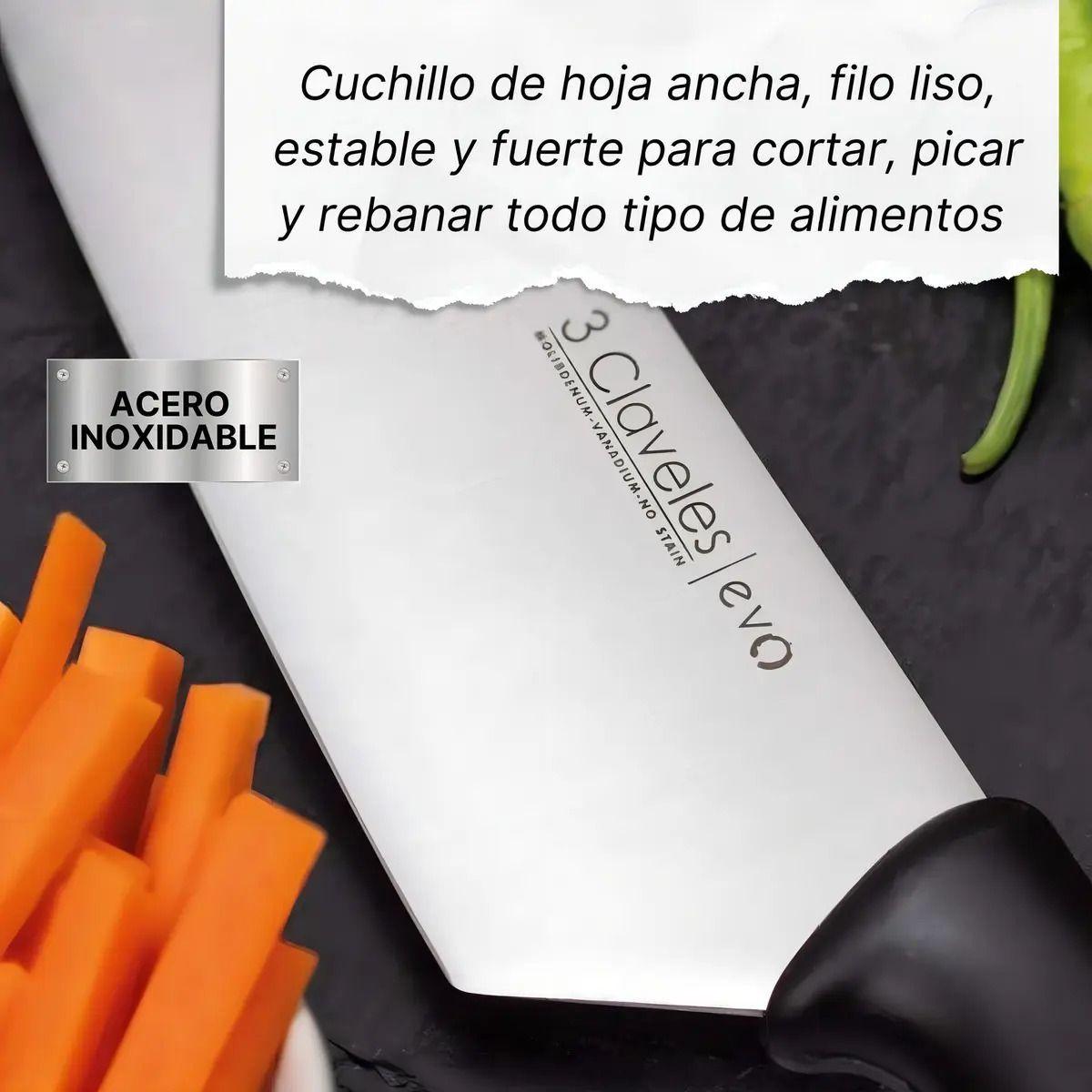 Cuchillo Tres Claveles Cocinero Evo 20 Cms 1357 Color Negro-4