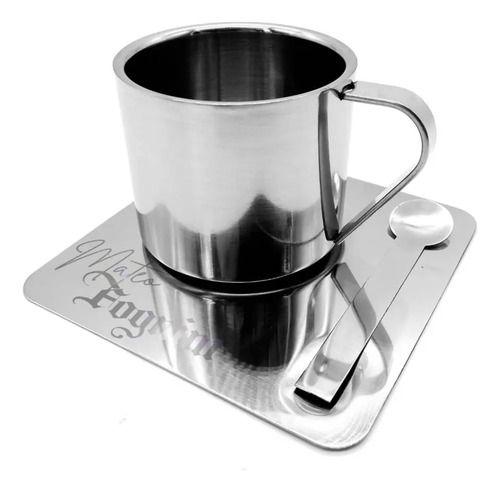 Taza De Café Espresso 180cc Acero Inox Gris Moderno-2