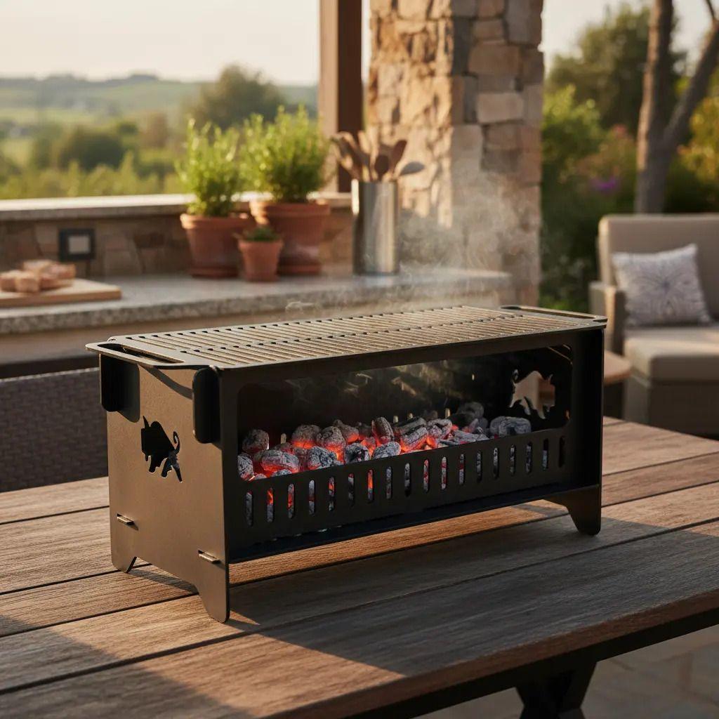 Parrilla Sobremesa A Carbón 20x30cm Brasero Carne Asada-1