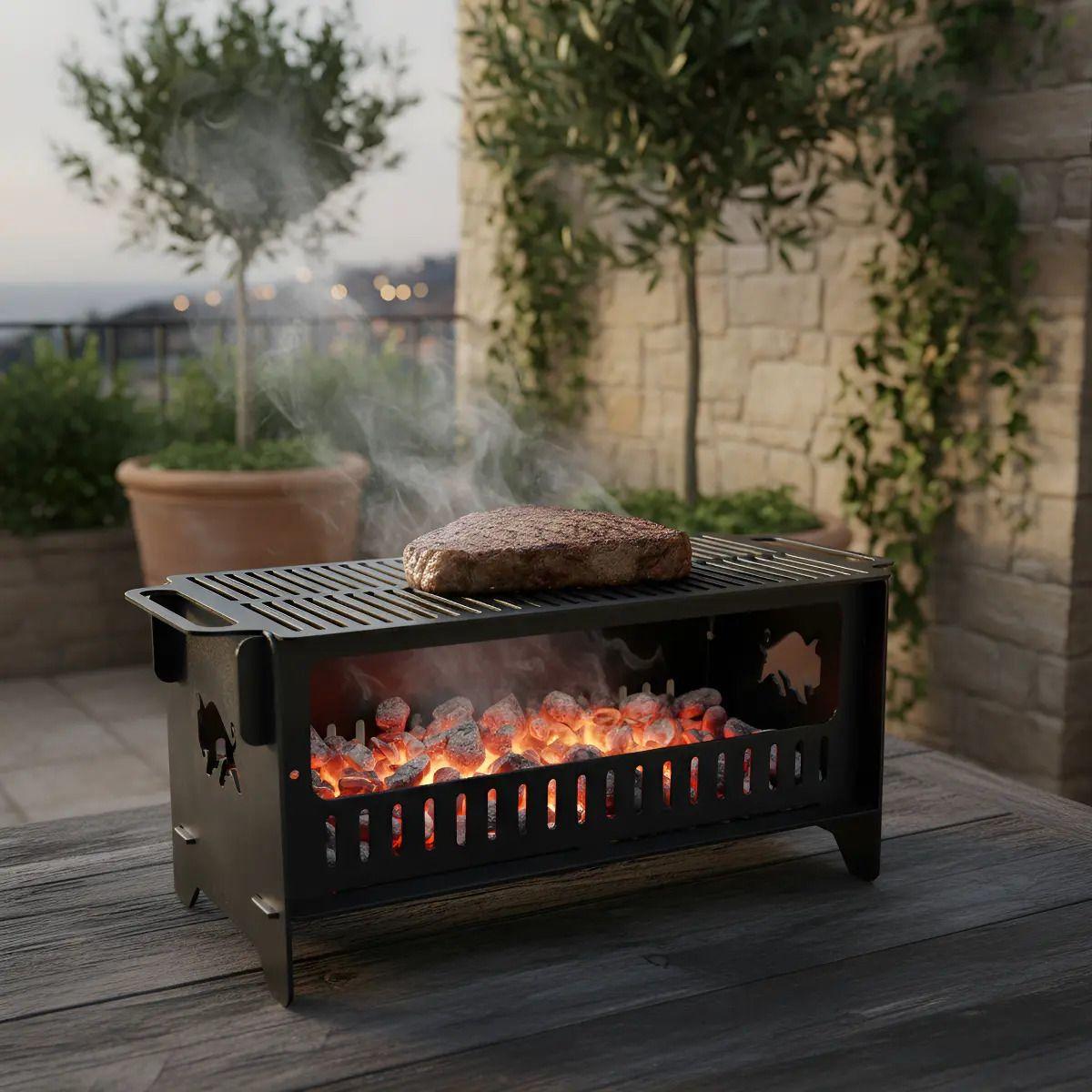 Parrilla Sobremesa A Carbón 20x30cm Brasero Carne Asada-3