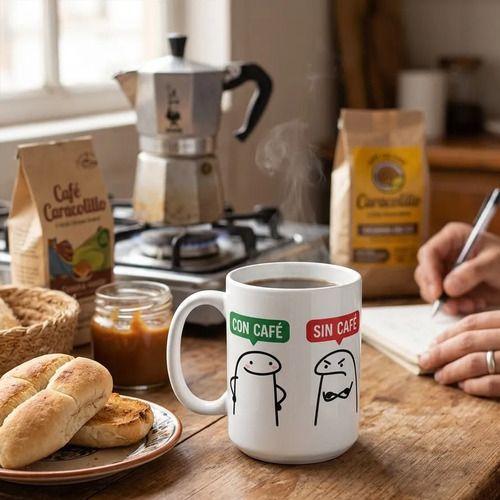 Tazón Taza Diseño Meme Flork Con Café Sin Café 450ml Blanco-0