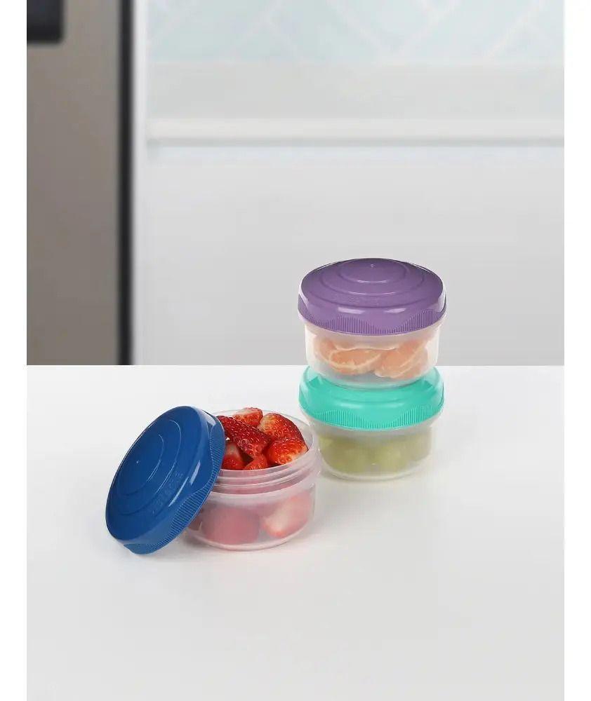 Set 3 Contenedores Para Alimentos Sistema To Go Snack Violeta/celeste/azul-2