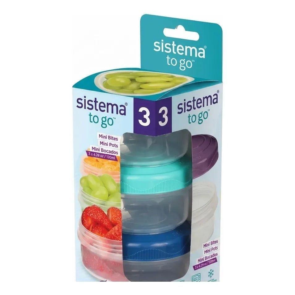 Set 3 Contenedores Para Alimentos Sistema To Go Snack Violeta/celeste/azul-3