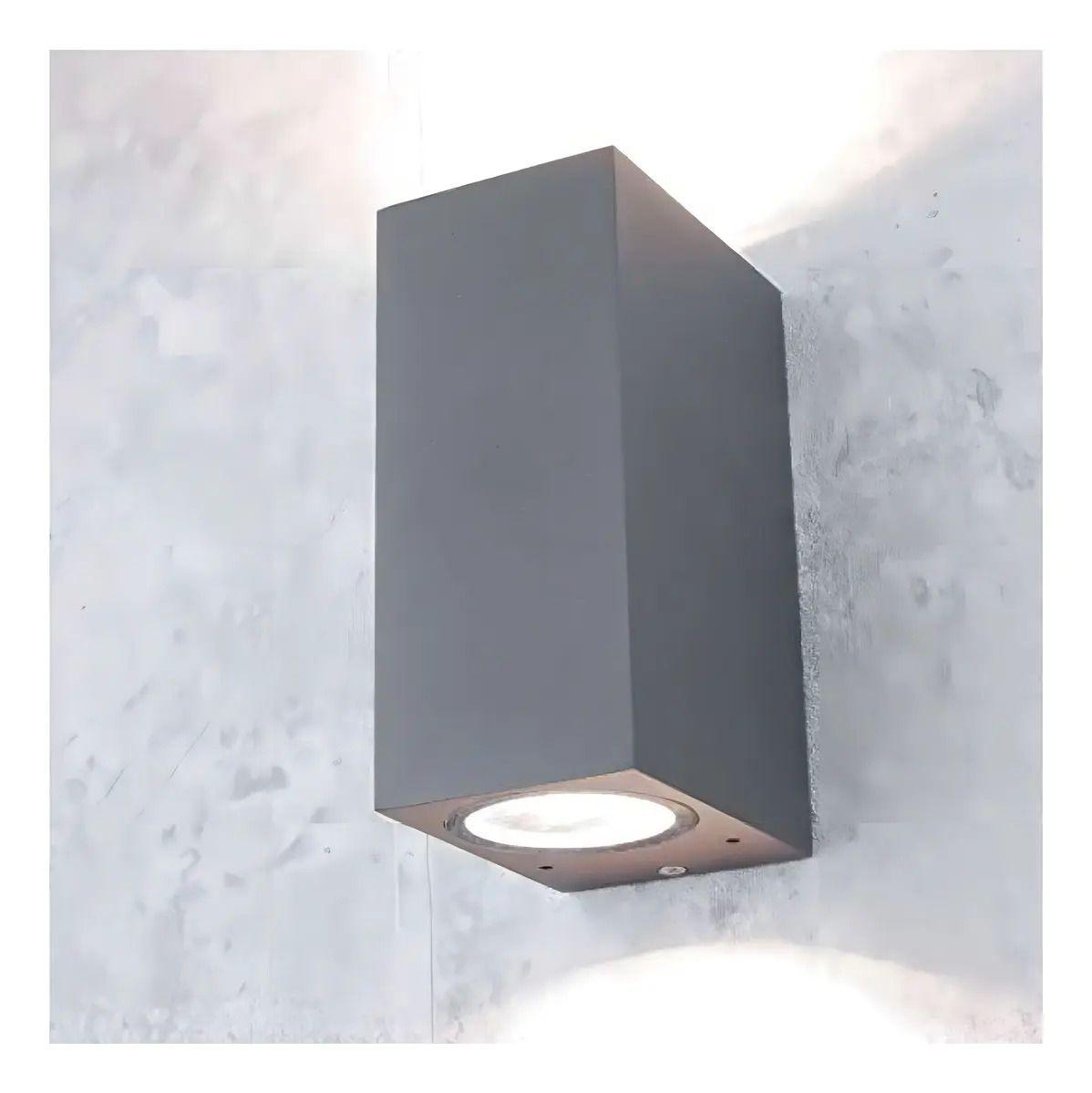 Aplique Led Aluminio Gris 2*5w Luz Cálida Para Pared Exterior Chip Cree-0