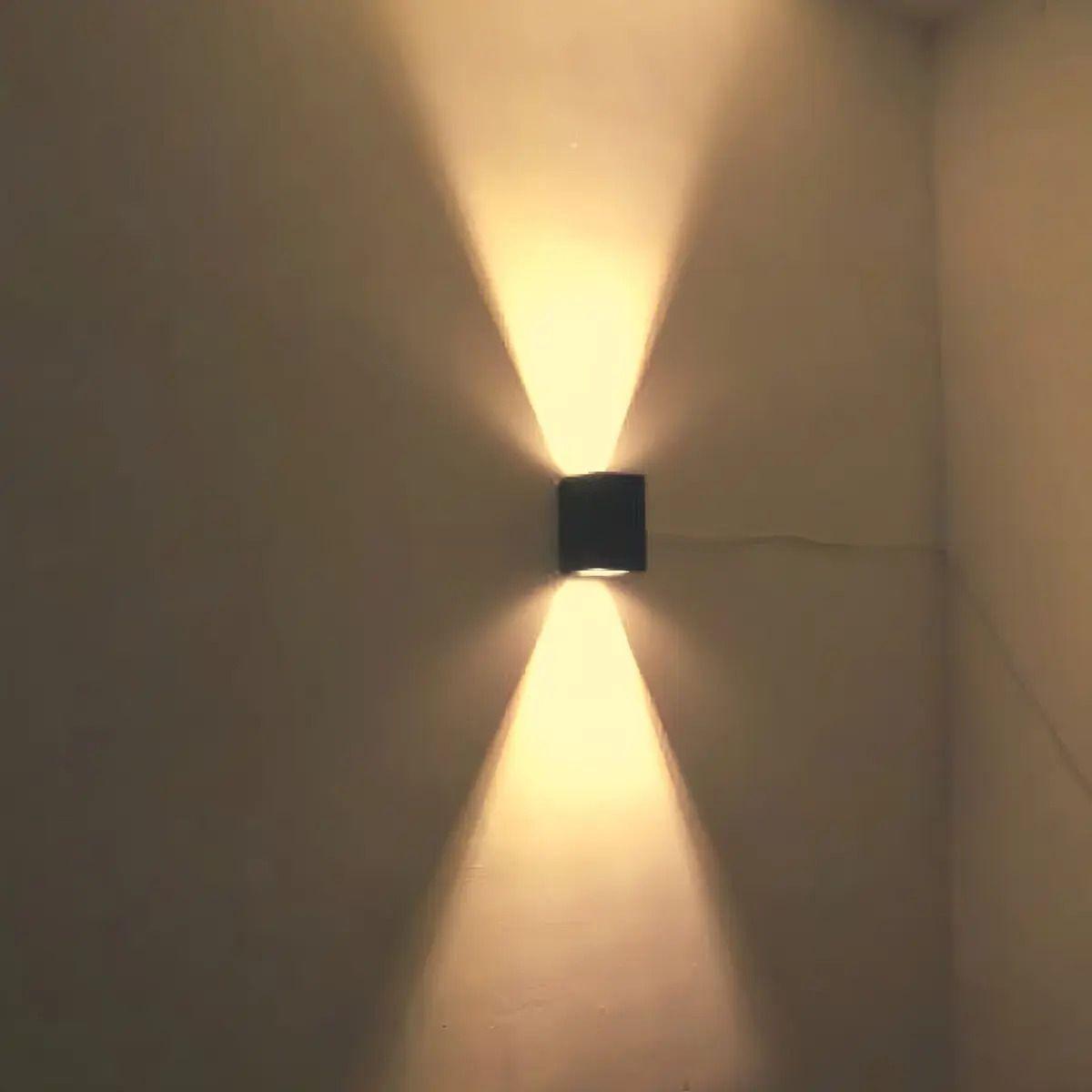 Aplique Led Aluminio Gris 2*5w Luz Cálida Para Pared Exterior Chip Cree-5