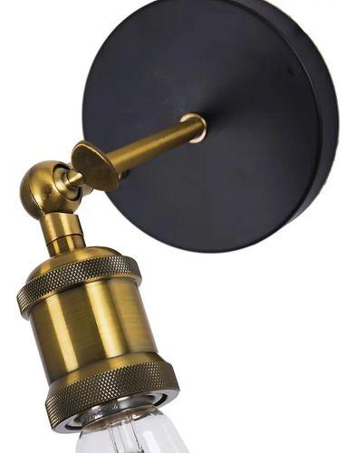 Aplique Lampara Foco Led Muro E27 Bronce Decoración Color Negro-3
