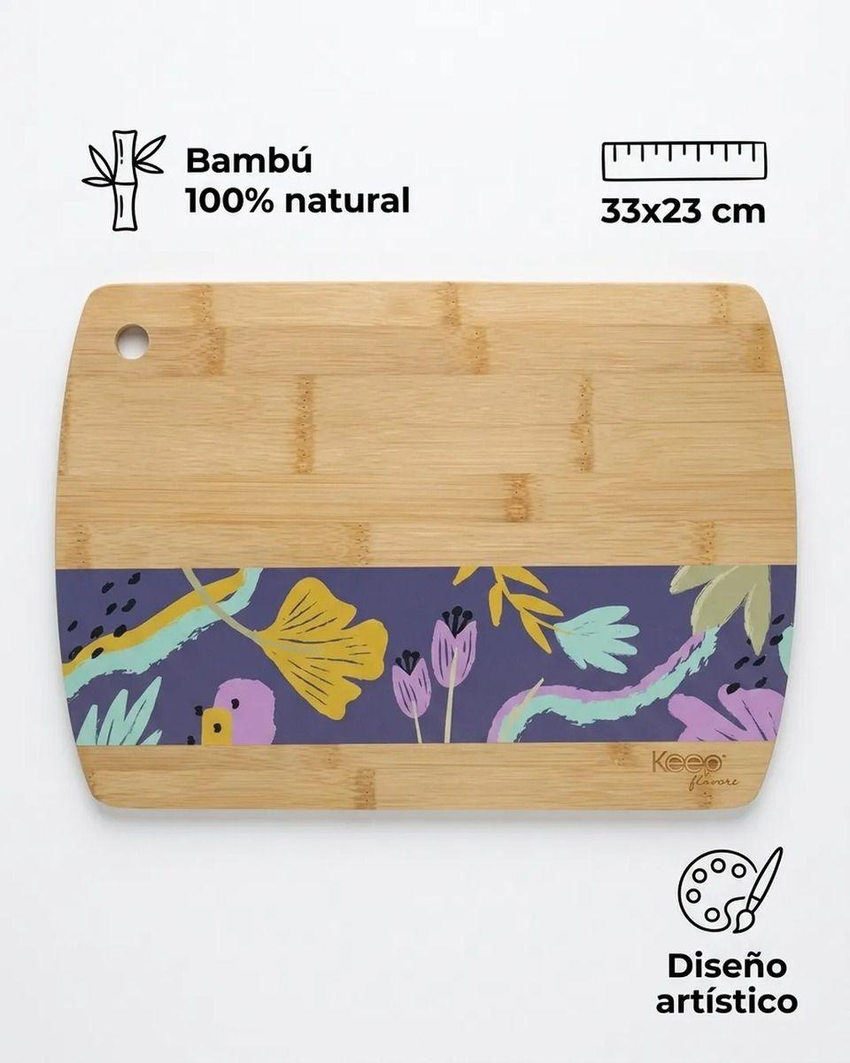 Tabla De Cortar Bamboo Flowers Keep 23x33 Parrilla Cocina 33x23-3