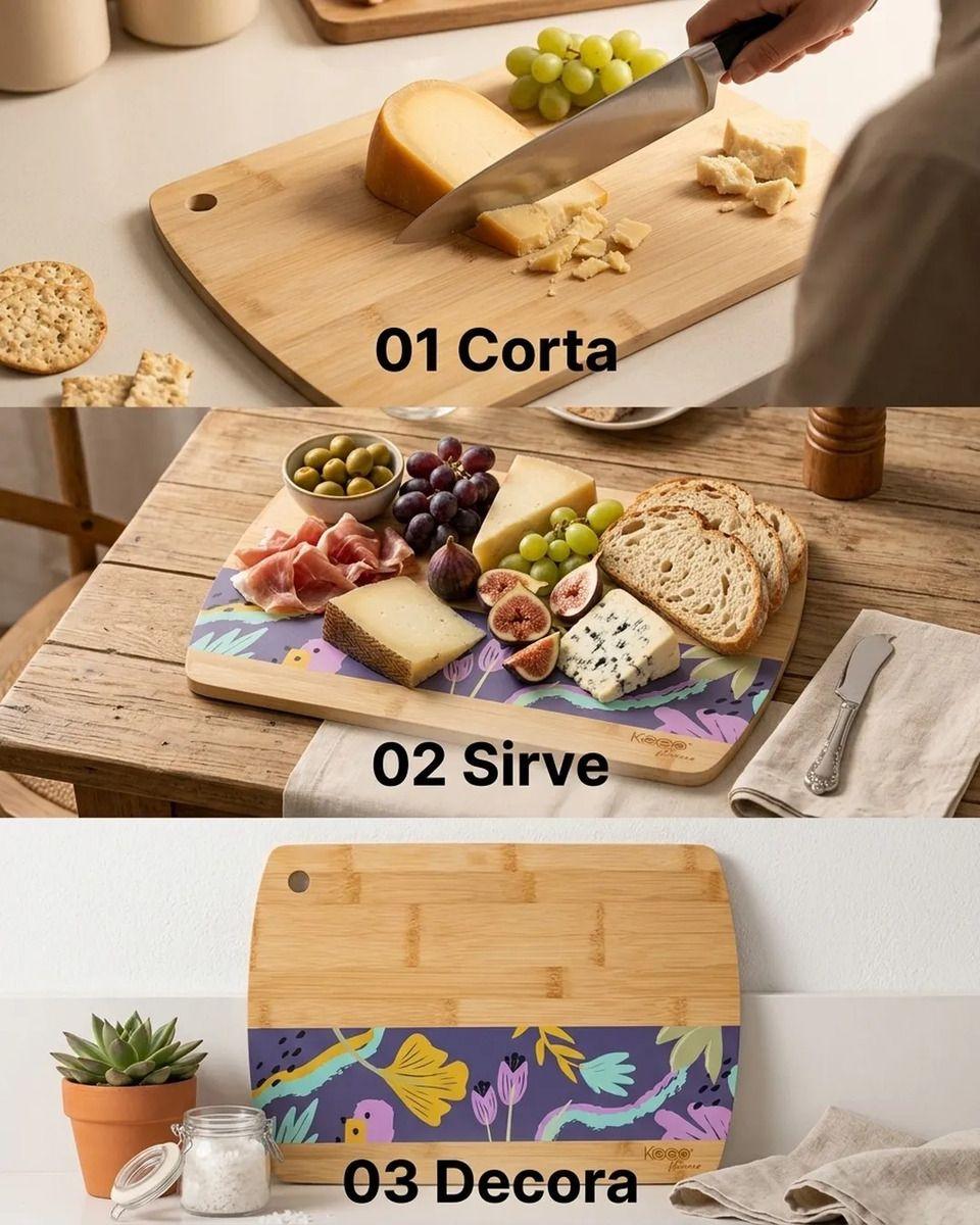 Tabla De Cortar Bamboo Flowers Keep 23x33 Parrilla Cocina 33x23-6