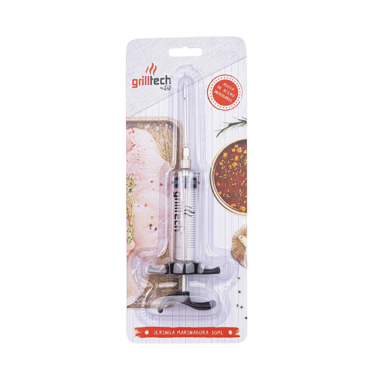 Jeringa Marinadora Grilltech Inyectar Carne Plastico Aguja Acero Negro-5