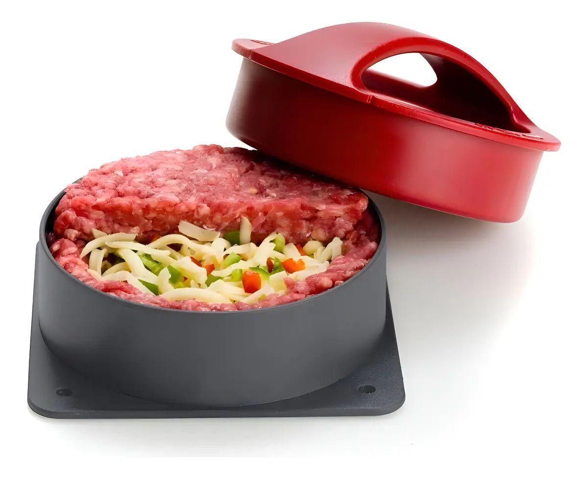 Prensa Para Hamburguesas Dangrill De Plástico Redonda De 11 Cm Gris-0