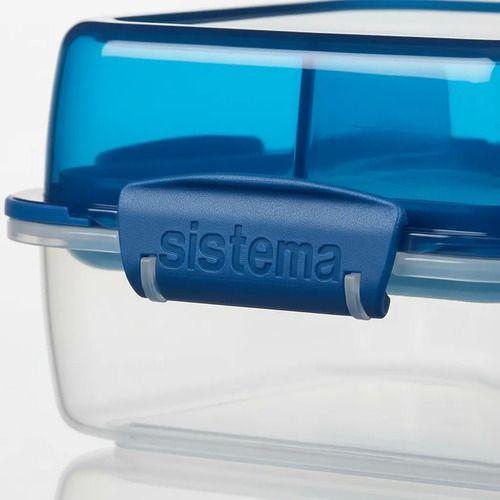 Recipiente Sistema To Go Cuadrado 1.24l Con Divisiones Azul Azul-4