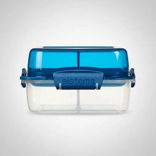 Recipiente Sistema To Go Cuadrado 1.24l Con Divisiones Azul Azul-5