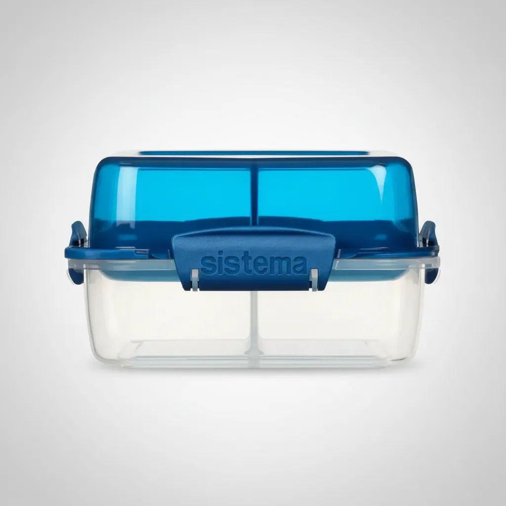 Recipiente Sistema To Go Cuadrado 1.24l Con Divisiones Azul Azul-5