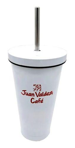 Vaso Sizzel Tumbler Metálico Con Bombilla Juan Valdez 700ml Blanco-0