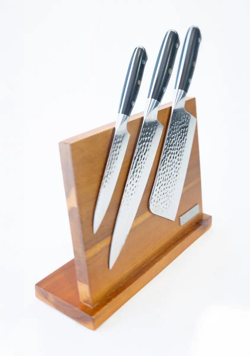 Kanka - Porta Cuchillos Premium De Madera Magnetizado 30cm Color Café-2