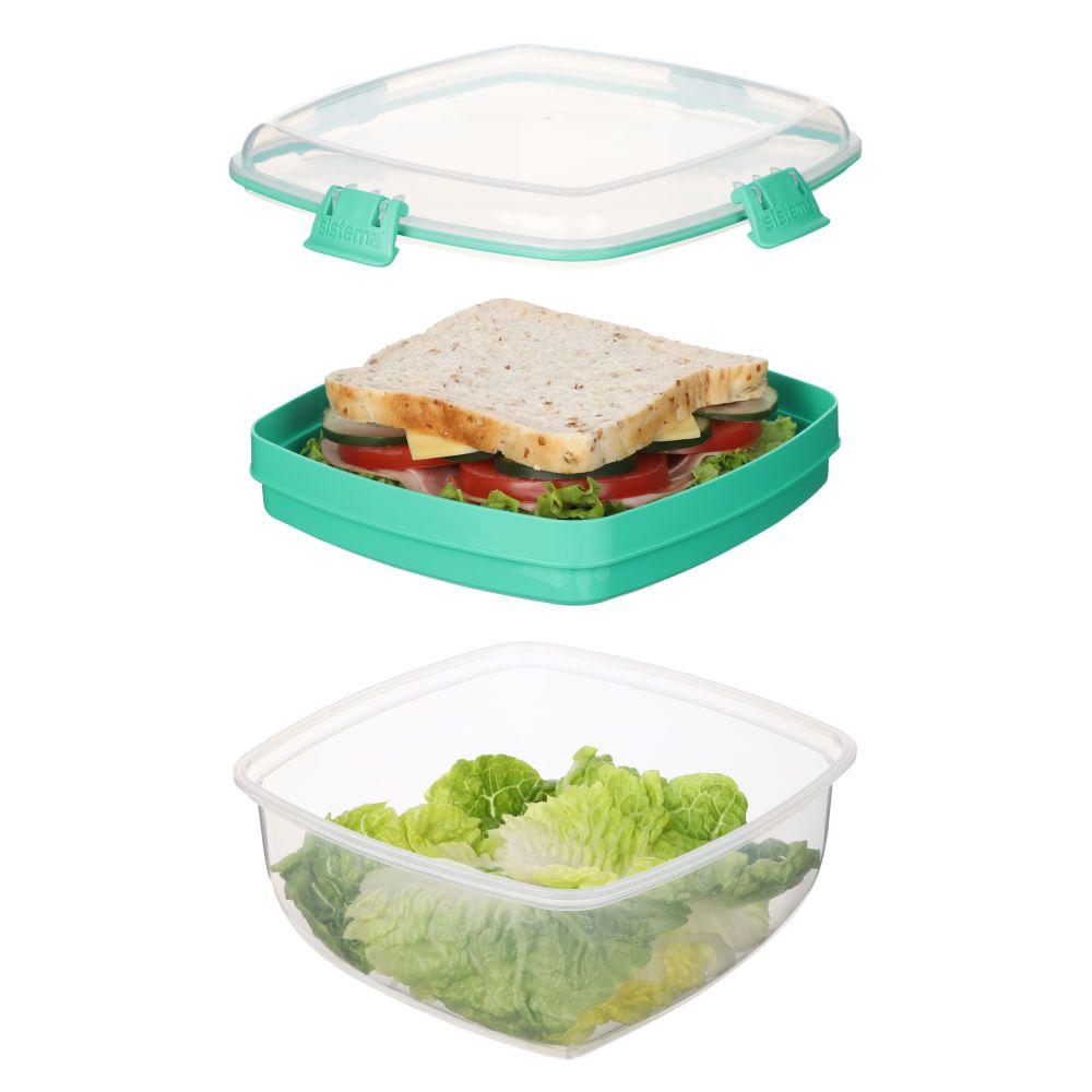 Contenedor De Alimentos 1.63l Sistema Ensalda + Sandwich Celeste-6