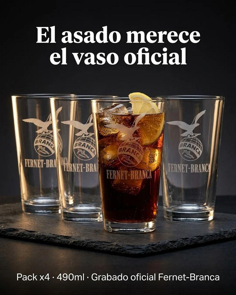 Vaso Fernet Pack X4 Branca 490ml Asado Parrilla Botella Transparente-3