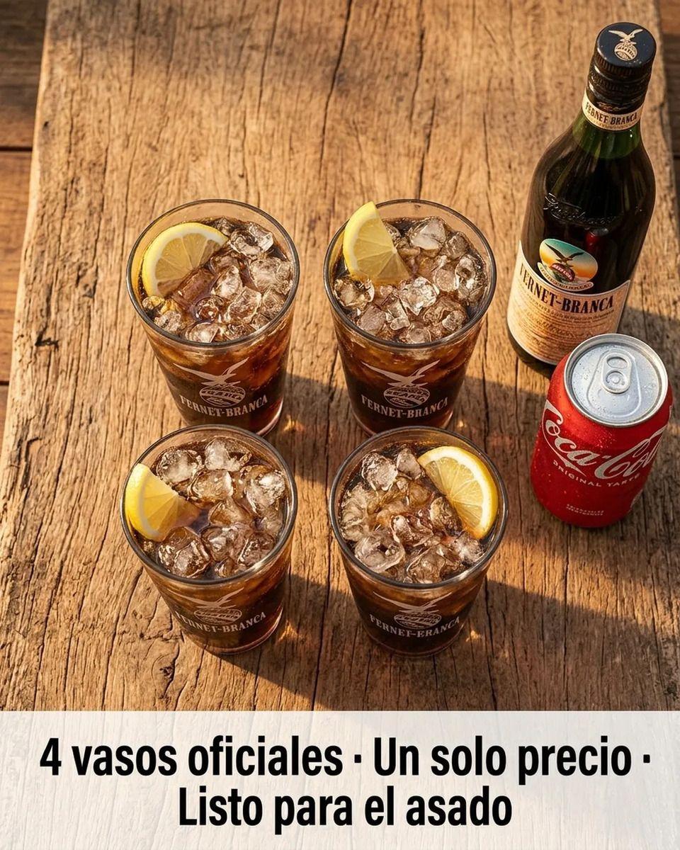 Vaso Fernet Pack X4 Branca 490ml Asado Parrilla Botella Transparente-4