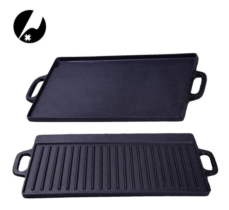 Plancha Churrasquera Reversible Fierro Fundido 42,5x23,5cm Negro-1