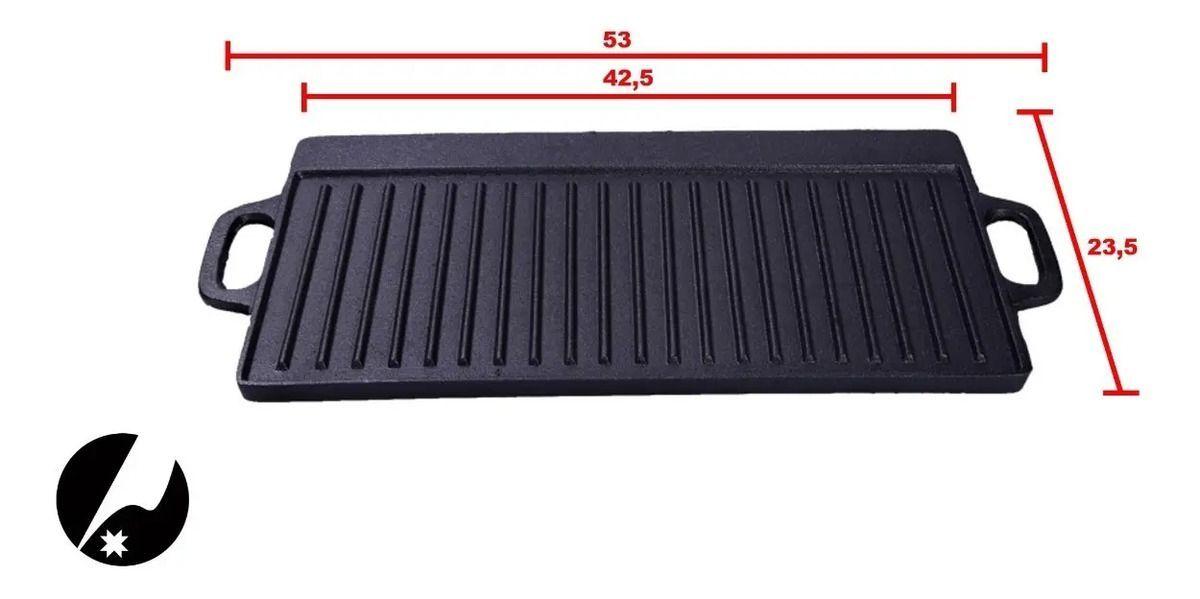 Plancha Churrasquera Reversible Fierro Fundido 42,5x23,5cm Negro-4