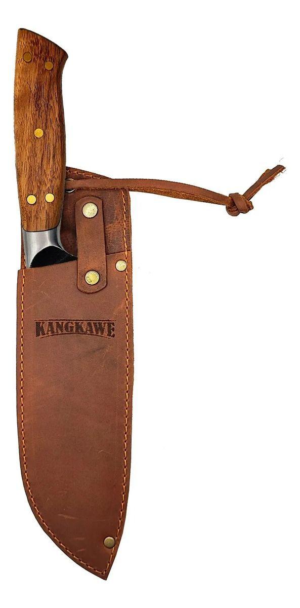 Cuchillo Santoku Martillado Pulmahue Con Funda Marrón-5