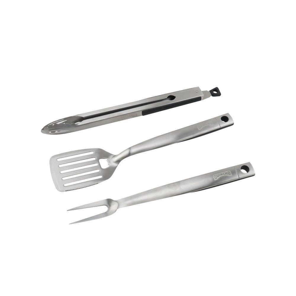 Set Herramientas Quincho Parrilla 3 Piezas Acero Inoxidable Asado-1