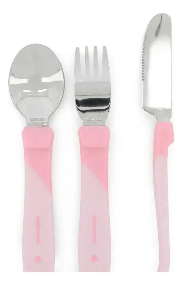 Set De Cubiertos Infantiles Rosa Acero Inoxidable Twistshake Rosa-2
